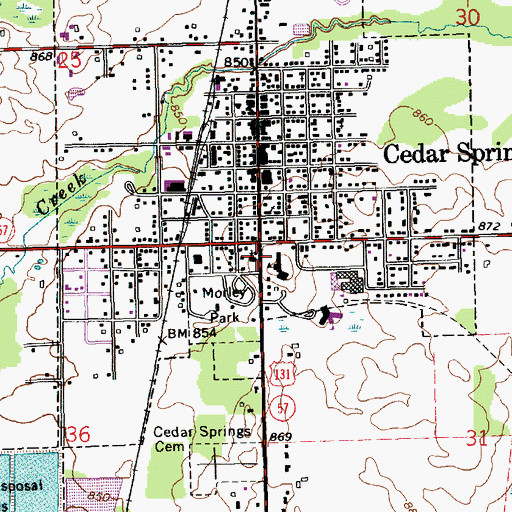 Topographic Map of First Baptist Church, MI