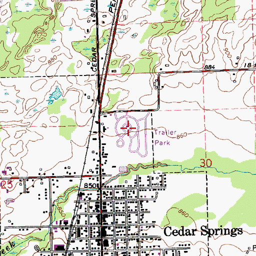 Topographic Map of Cedar Springs Mobile Estates, MI