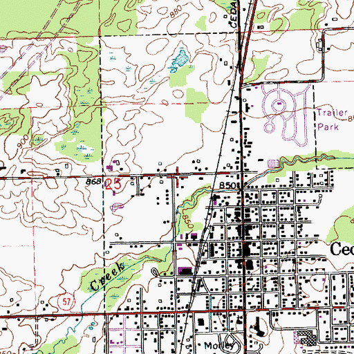 Topographic Map of Pilgrim Bible Church, MI