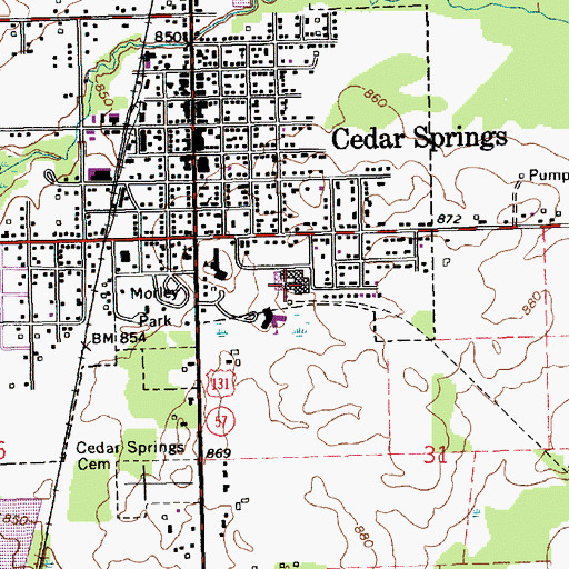 Topographic Map of Red Hawk Elementary School, MI