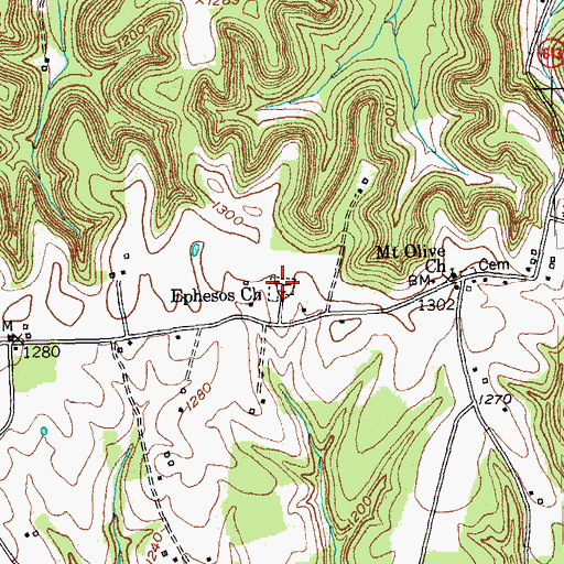 Topographic Map of Ephesos Church Cemetery, KY