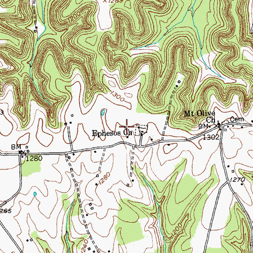 Topographic Map of Ephesos School (historical), KY