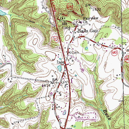 Topographic Map of Ewell Post Office (historical), KY