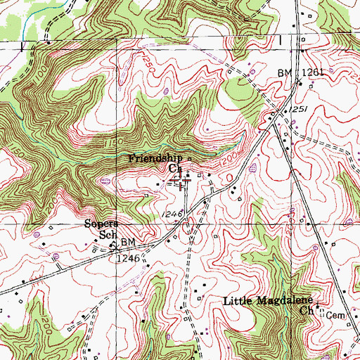 Topographic Map of Friendship Cemetery, KY