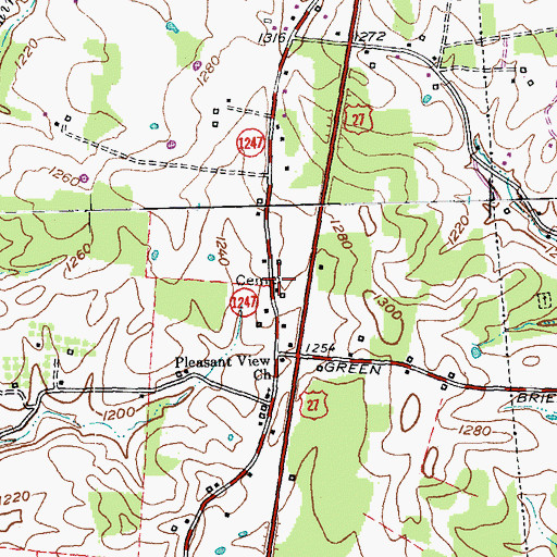 Topographic Map of Greenbriar Cemetery, KY