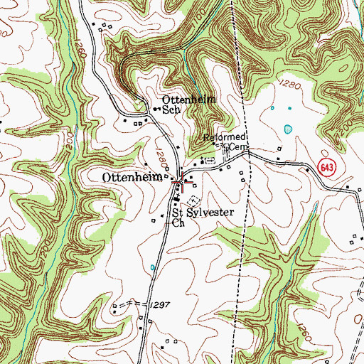 Topographic Map of Ottenheim Post Office (historical), KY