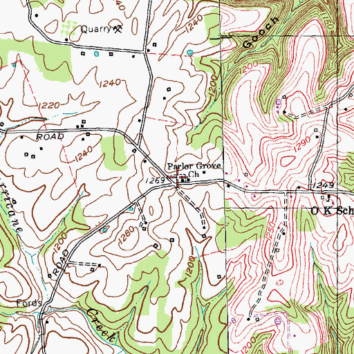 Topographic Map of Parlor Grove Cemetery, KY