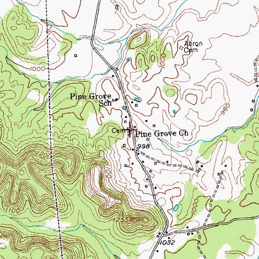Topographic Map of Pine Grove Cemetery, KY