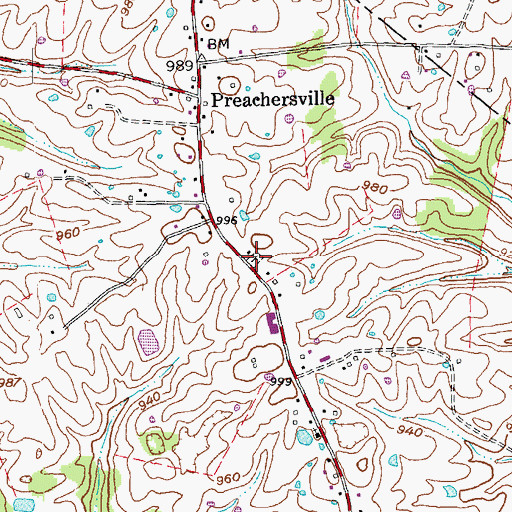 Topographic Map of Preachersville Cemetery, KY