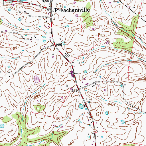 Topographic Map of Preachersville Methodist Church (historical), KY