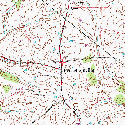 Topographic Map of Preachersville School (historical), KY