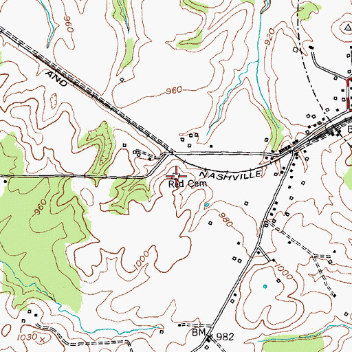 Topographic Map of Red Cemetery, KY