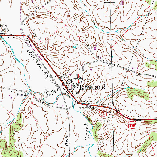 Topographic Map of Rowland Post Office (historical), KY