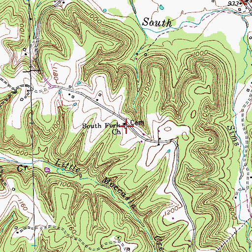 Topographic Map of South Fork Church Cemetery, KY