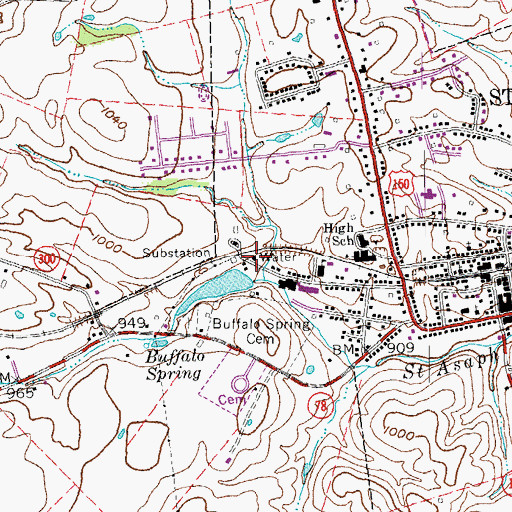 Topographic Map of Standford Water Works, KY