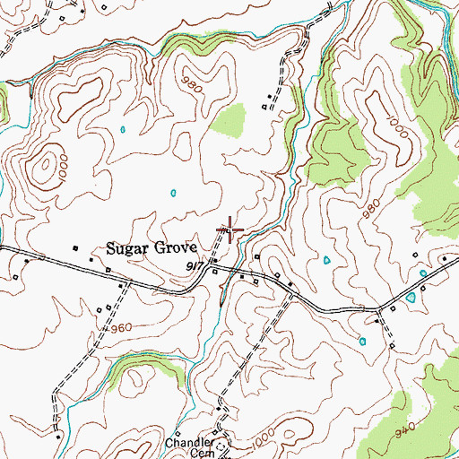 Topographic Map of Sugar Grove School (historical), KY