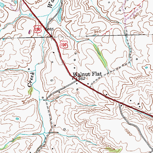 Topographic Map of Walnut Flat Post Office (historical), KY