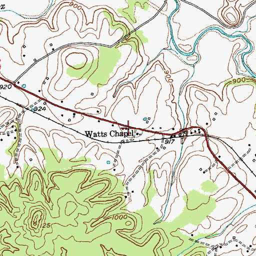 Topographic Map of Watts Chapel School (historical), KY
