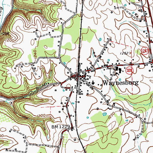 Topographic Map of Waynesburg Railroad Station (historical), KY