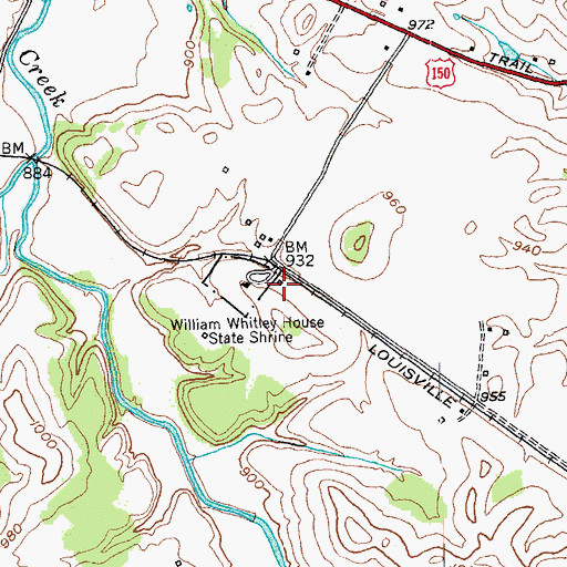 Topographic Map of Whitleys Station (historical), KY