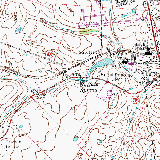 Topographic Map of Buffalo Mill (historical), KY