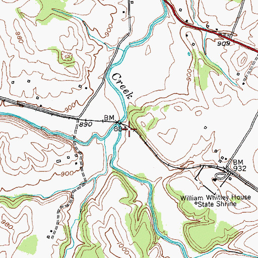 Topographic Map of Cedar Creek Railroad Station (historical), KY