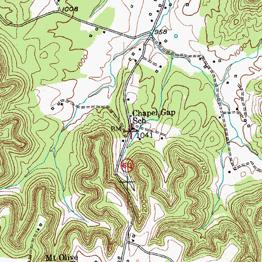 Topographic Map of Chapel Gap Methodist Church (historical), KY