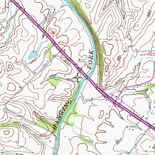 Topographic Map of Hanging Fork Prayer House (historical), KY