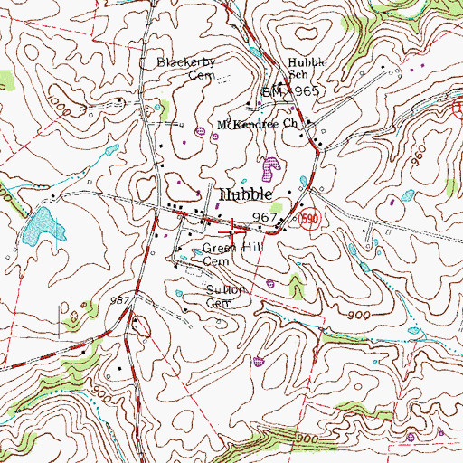 Topographic Map of Hubble Christian Church (historical), KY