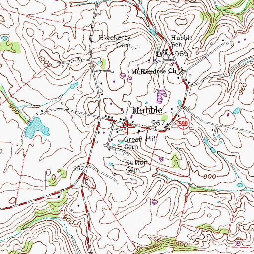 Topographic Map of Hubble Post Office (historical), KY