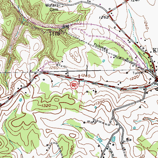 Topographic Map of Kings Mountain Post Office, KY