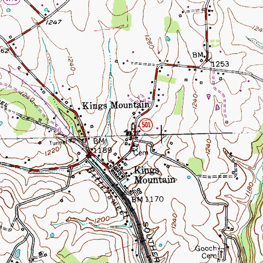 Topographic Map of Kings Mountain School (historical), KY