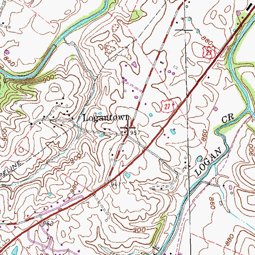 Topographic Map of Logantown School (historical), KY