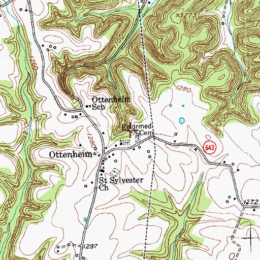 Topographic Map of Lutheran Saint Johannas Reformed Church (historical), KY