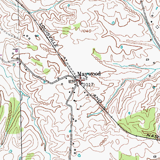 Topographic Map of Maywood Railroad Station (historical), KY