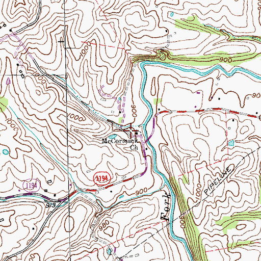 Topographic Map of McCormack Cemetery, KY