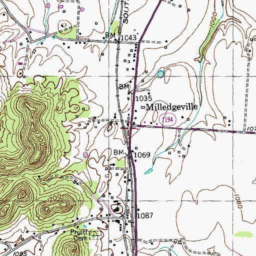 Topographic Map of Milledgeville Railroad Station (historical), KY