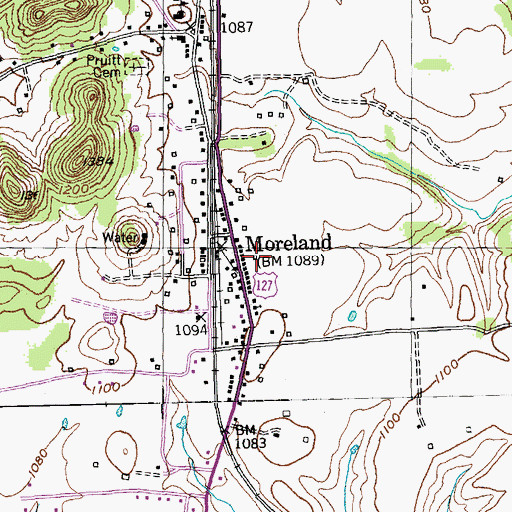 Topographic Map of Moreland Post Office (historical), KY