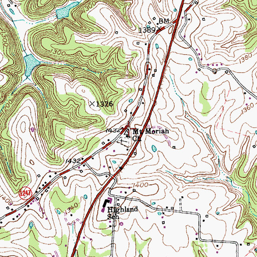 Topographic Map of Mount Moriah School (historical), KY