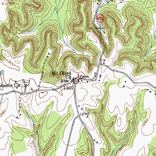 Topographic Map of Mount Olive Cemetery, KY