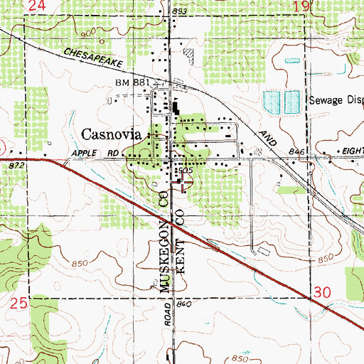 Topographic Map of Casnovia Reformed Church, MI