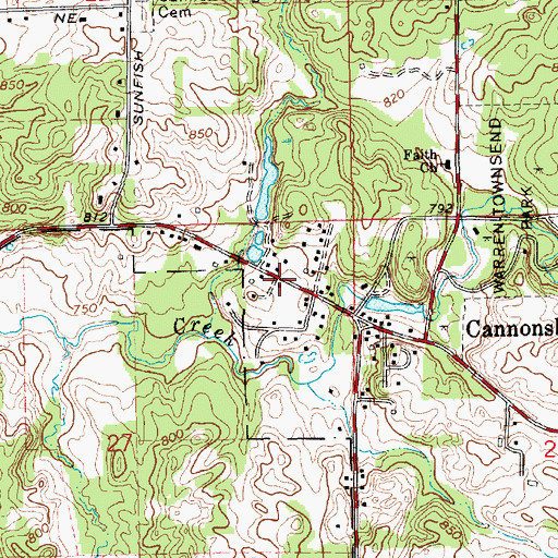 Topographic Map of Cannonsburg Post Office, MI
