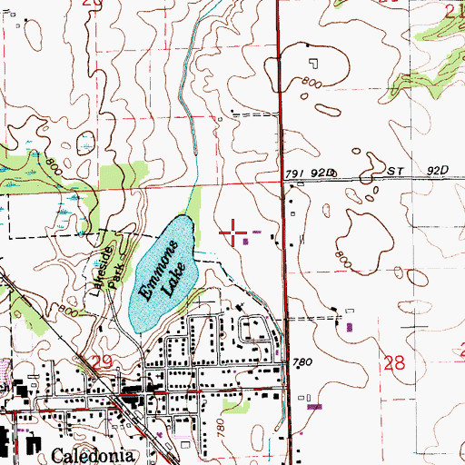 Topographic Map of Caledonia Post Office, MI