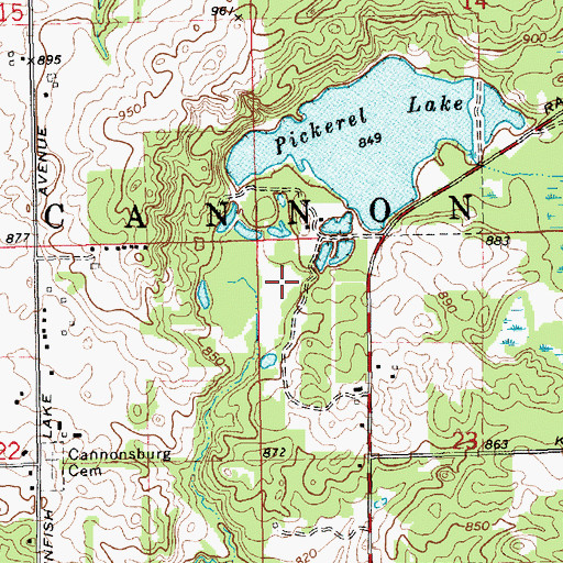 Topographic Map of Cannon Township Hall Historical Marker, MI
