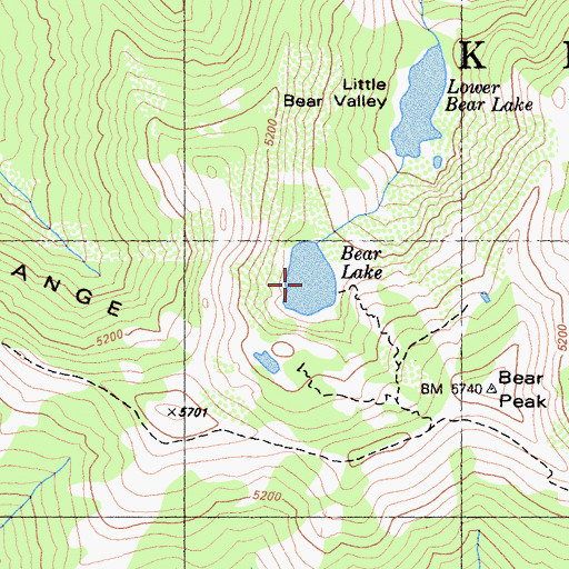 Topographic Map of Bear Lake, CA