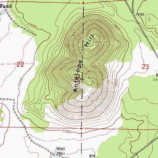 Topographic Map of Antelope Hill, AZ