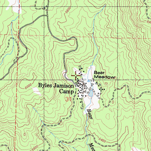 Topographic Map of Bear Meadow, CA
