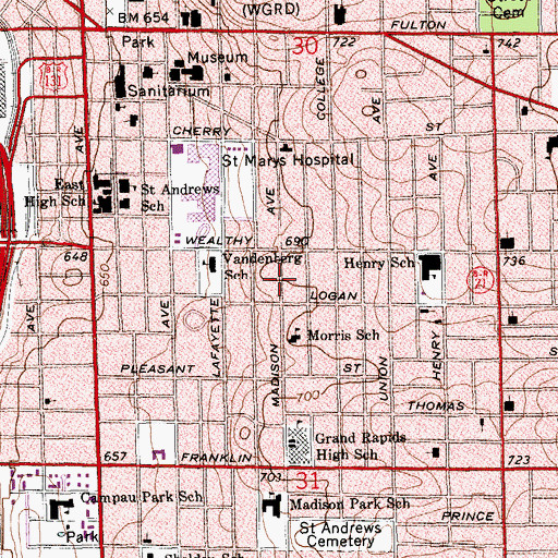 Topographic Map of May House Historical Marker, MI