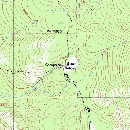 Topographic Map of Bear Meadow, CA