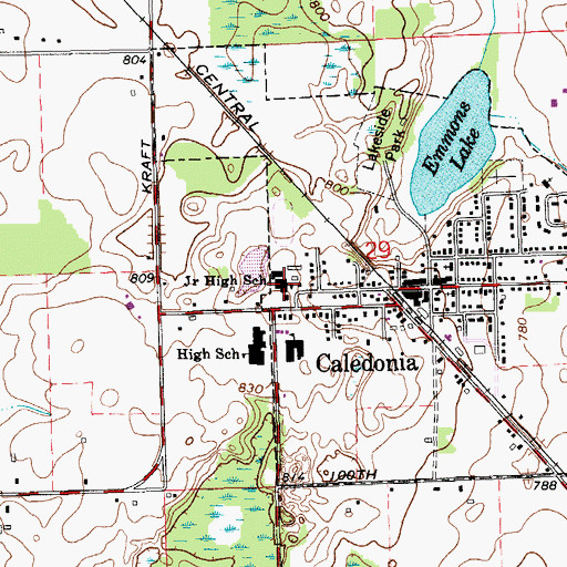Topographic Map of Kraft Meadows Middle School, MI